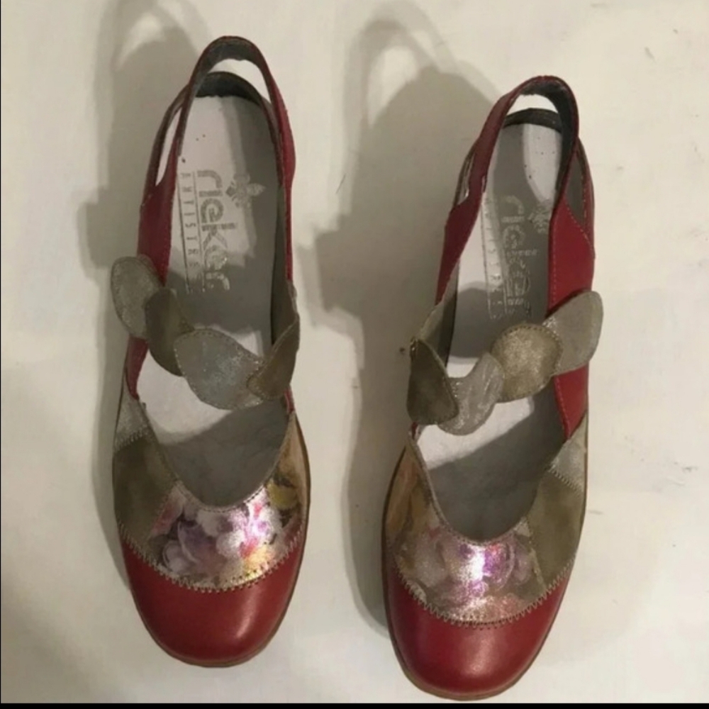 Rieker  Women's Shoes, Sling Pumps red & mettalic size 37